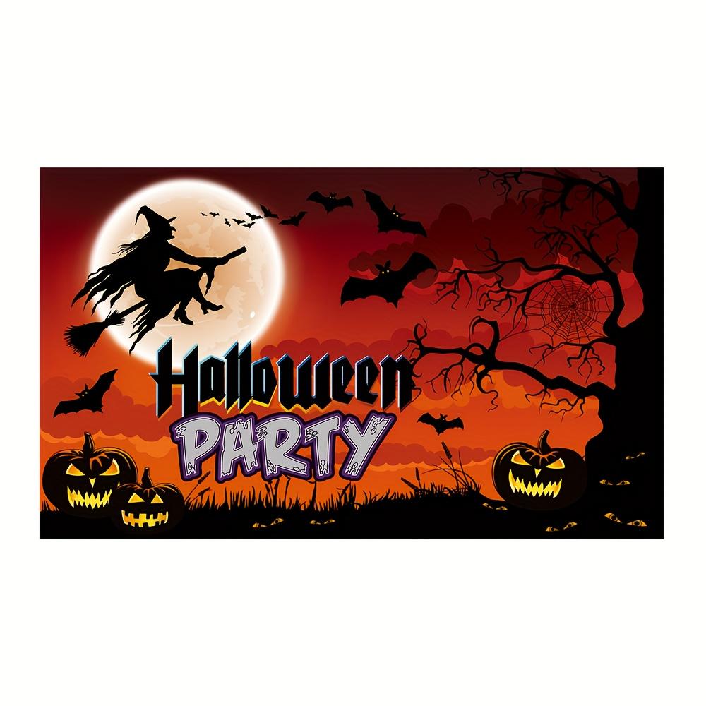 Halloween Witch and Pumpkin Banner - 70.8 inches x 43.3 inches - Durable polyester decoration