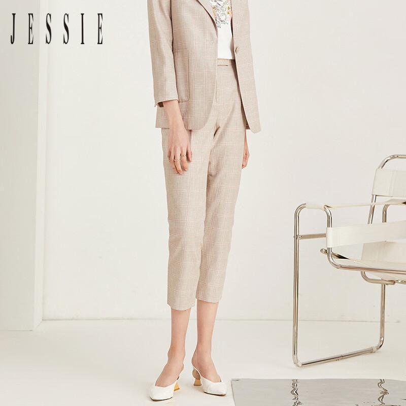 

JESSIE Women s High-Waist Slimming Plaid Straight Cropped Pants XL