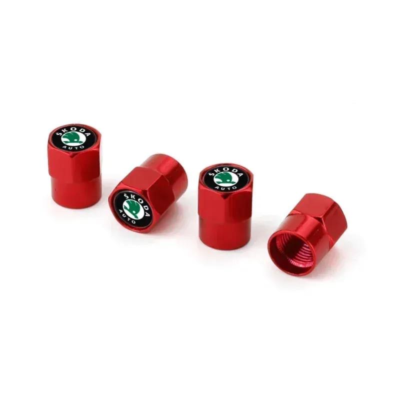 4pcs Car Tyre Wheel Stem Air Valve Caps for Skoda Octavia A7 Superb 2 Fabia Rapid Yeti Kodiaq Kamiq Metal Tire Cover Accessories