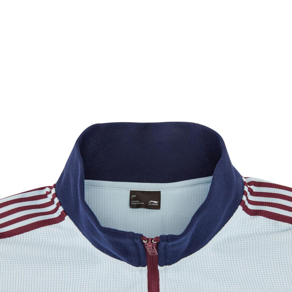 LI-NING Unisex Waffle Knit Stand Collar Zip-Up Jacket Light Milk Grey AWDW511-4