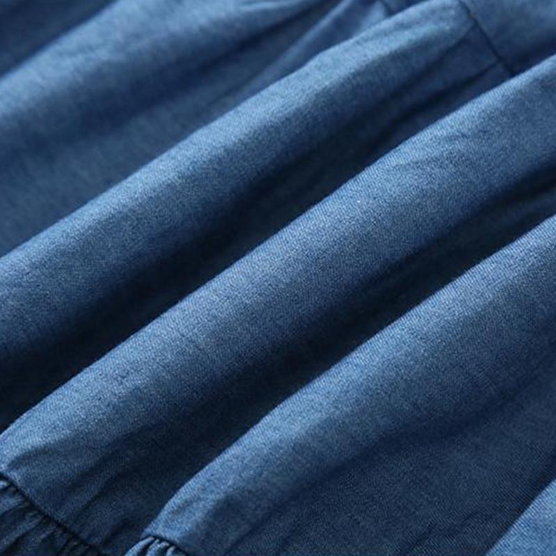 Girls Denim Skirt Summer A-line Thin Cake Skirt Pleated Skirt