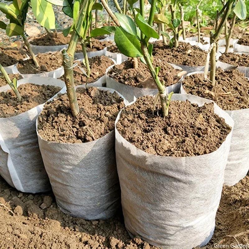 100-500pcs Non-woven Fabric Seeding Bags Plant Grow Bags Seed Nursery Bag Garden Seedling Growing Planter Pots Biodegradable