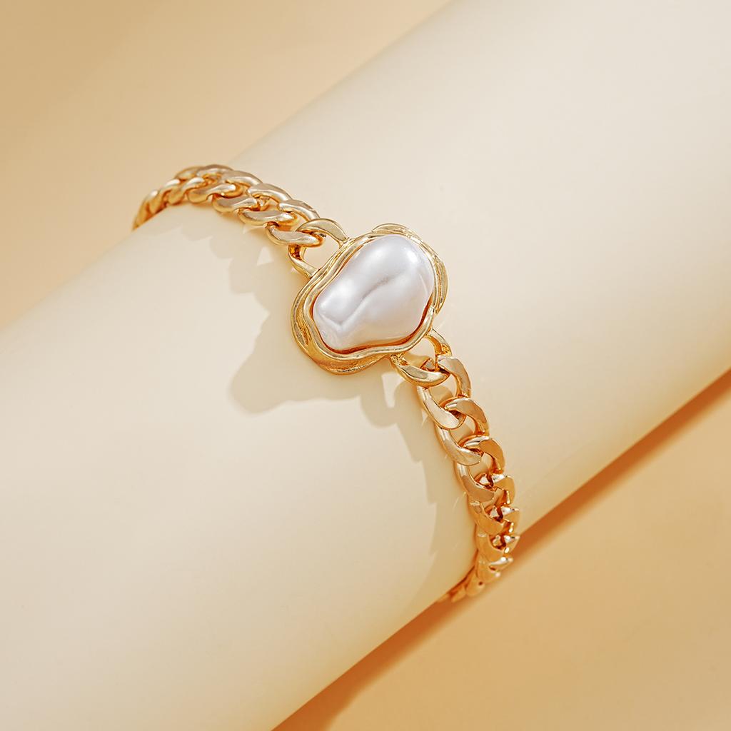 5PCS Women's Irregular Imitation Pearls Jewelry Set For Women Fashion Gold Color Necklace Bracelet Ring Earrings Wedding Jewelry