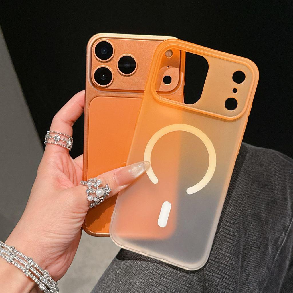 Solid Gradient Magnetic Phone Case for iPhone 17 Pro/16 Pro/15 Plus - Lightweight Semi-Transparent Frosted Design