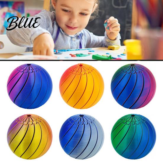 Anxiety Relief Toy 3D Printed Fidget Ball Sensory Spinner Gear Sphere with Stress Liquid Flow Effect Twistable Desk for Office Home Spiral Groove