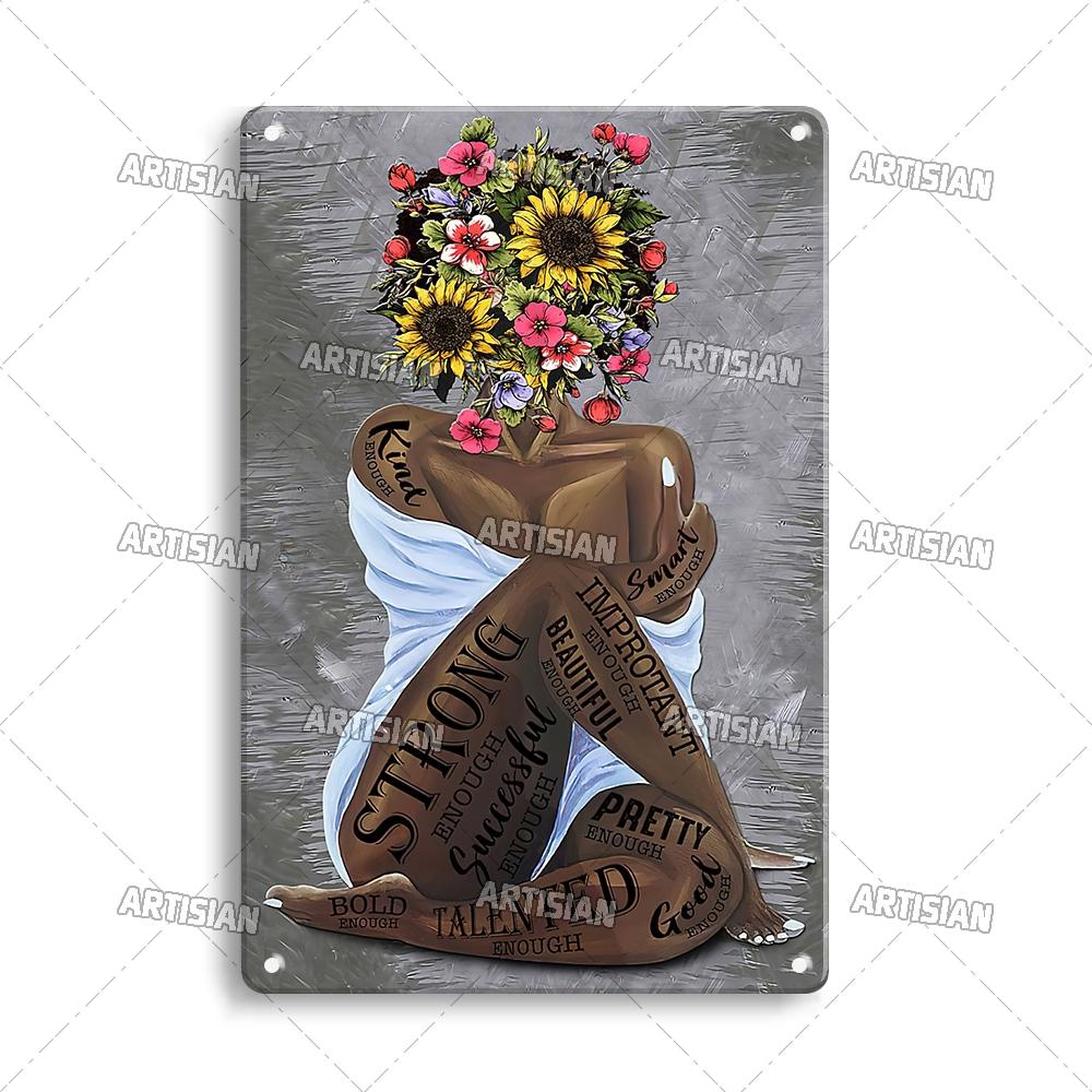 Artisian Gypsy Metal Plate Hippie Tin Plaque GIRL SUNFLOWER Decorative Sign Wall Decor Garage Bar Pub Club Hotel Kitchen Home