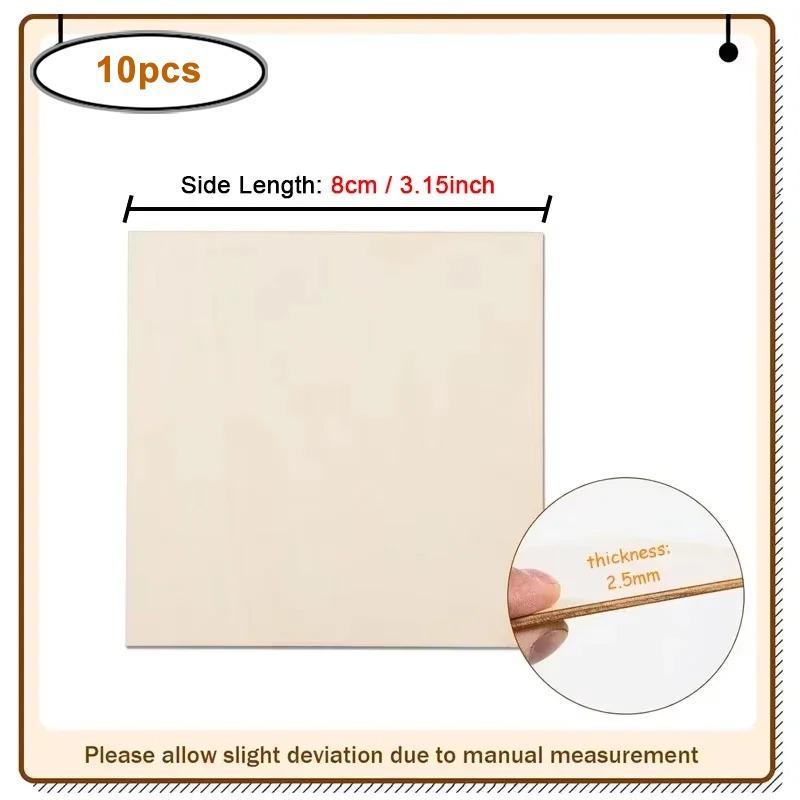 1-10cm Unfinished Wood Square Pieces, Blank Wood Squares Slices Cutouts for DIY Crafts Painting Staining Wood Sign , Home Decor