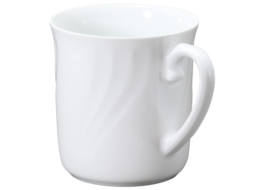 Okura Art Pottery Janet White Mugs (Pair), Coffee/Tea, Approx. 310cc, Microwave and Dishwasher Safe, Made In Japan, 126CR/1000-I