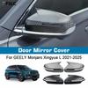 Protective Cover Ox Styling Horn Door Mirror Cover For GEELY Monjaro Xingyue L -2025 Black Carbon Fiber Car Decoration