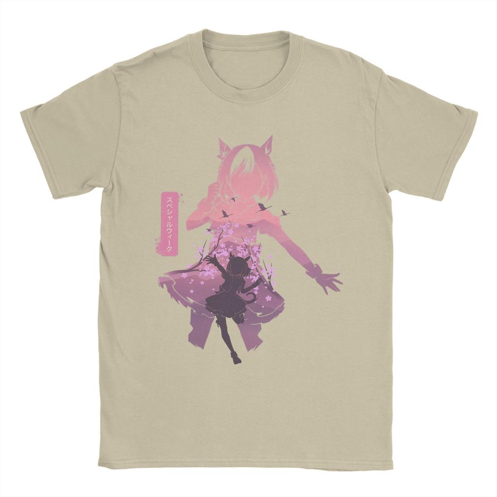 Funny Special Week Uma Musume Anime TShirt for Unisex Round Neck Cotton T Shirt  Short Sleeve Tees Classic Clothes