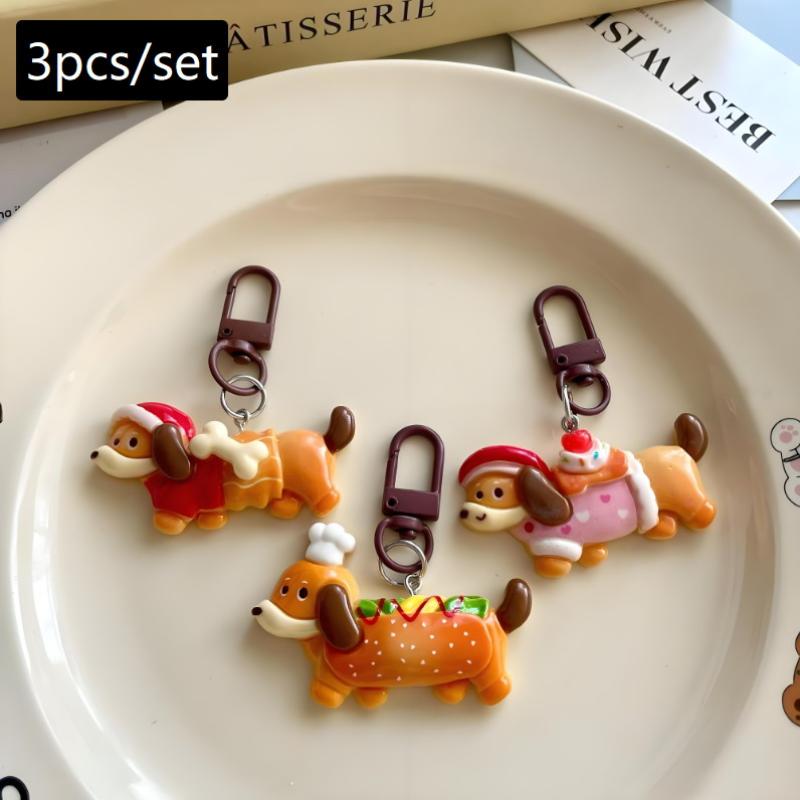 

Cartoon Dachshund Key Chains Girl Cute Desserts Animal Phone Pendants Backpack Decoration Earphones Car Keyring Accessories Gift