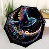 1pc Colorful Bird Amidst Musical Notes and Flowers Automatic Folding Umbrella - 3 Folding Design, Vivid Cartoon Pattern, Suitable for Outdoor Activiti