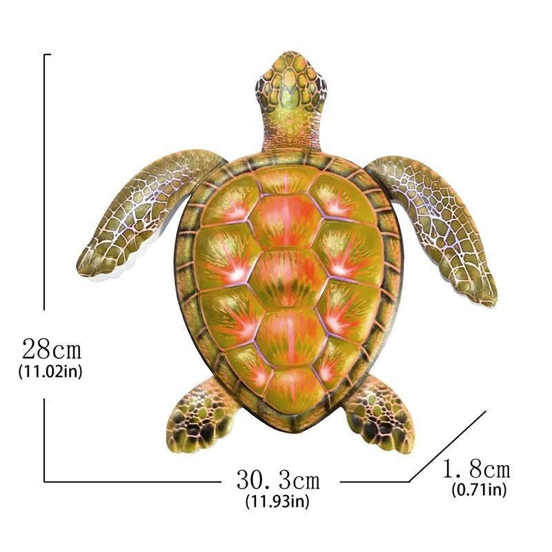 Kovová želva z oceánské série Vnitřní Venkovní Obývací pokoj Barevná závěsná socha Železné umění Nástěnná dekorace Domov Zahrada Dárek