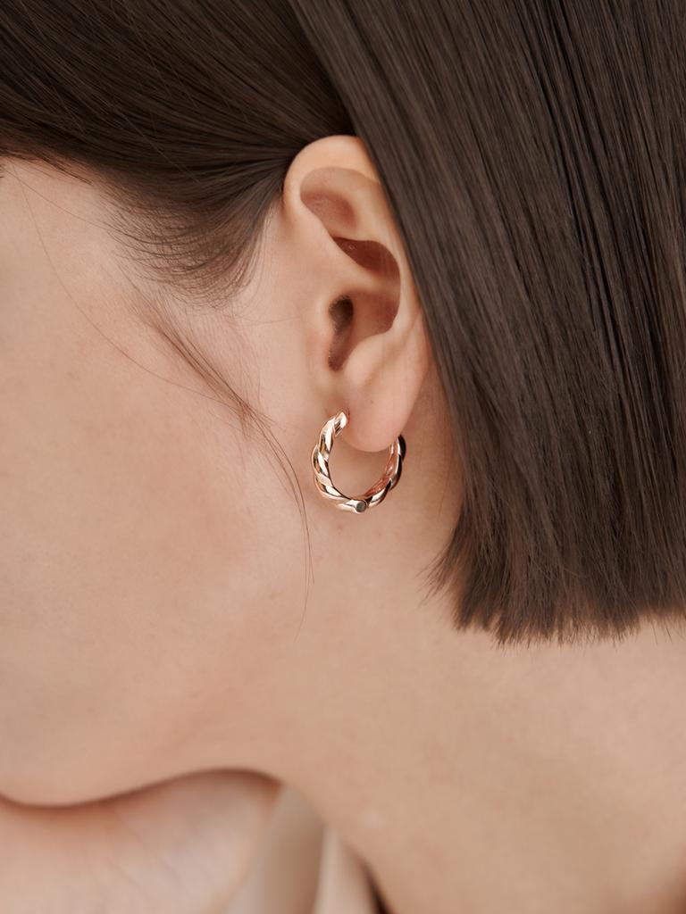 Ellejewelry 14K Gf Twisted Round One-Touch Earrings Elgpee557