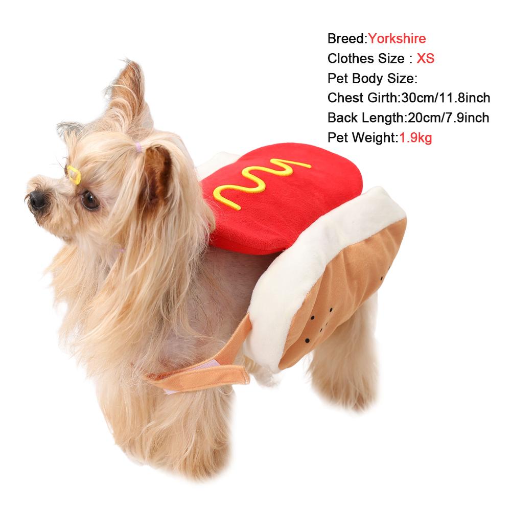 Pet Funny Costume Dog Halloween Clothes For Small Medium Dogs Cat Dreess Up Adjustable Puppy Hot Dog Shaped Apparel Yorkie Gifts