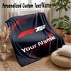 F1 Custom Flannel Throw Blanket Print Your Name Text Soft Warm Blanket Holiday Present