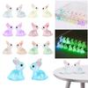 50Pcs Luminous Mini Resin Bunny 7 Colors Tiny Plastic Rabbits Mini Rabbit Statue for Easter Egg Fillers Fairy Garden Decoration