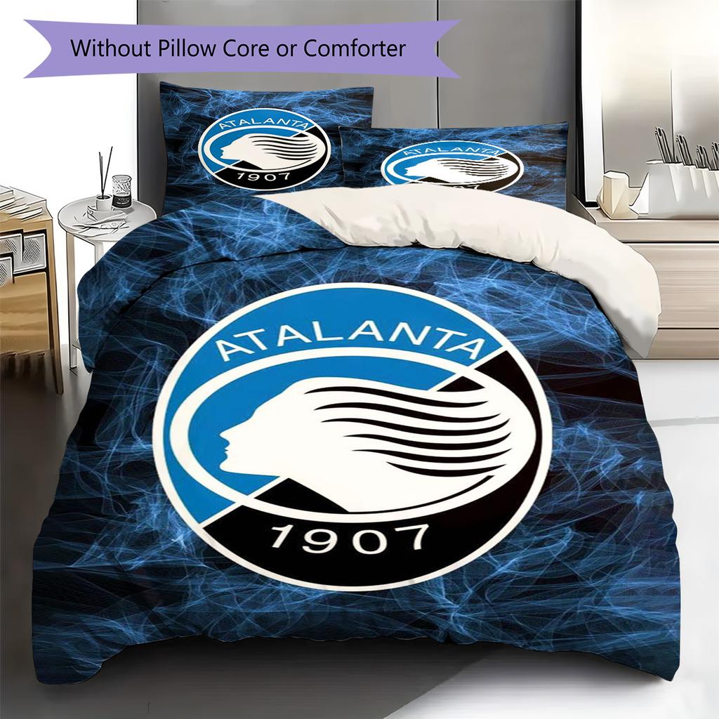 Atalanta Bergamo Pattern Bedding Set Quilt Cover Pillowcase Home Decor Gift (1 * Duvet Cover + 2 * Pillowcase, Without Core)