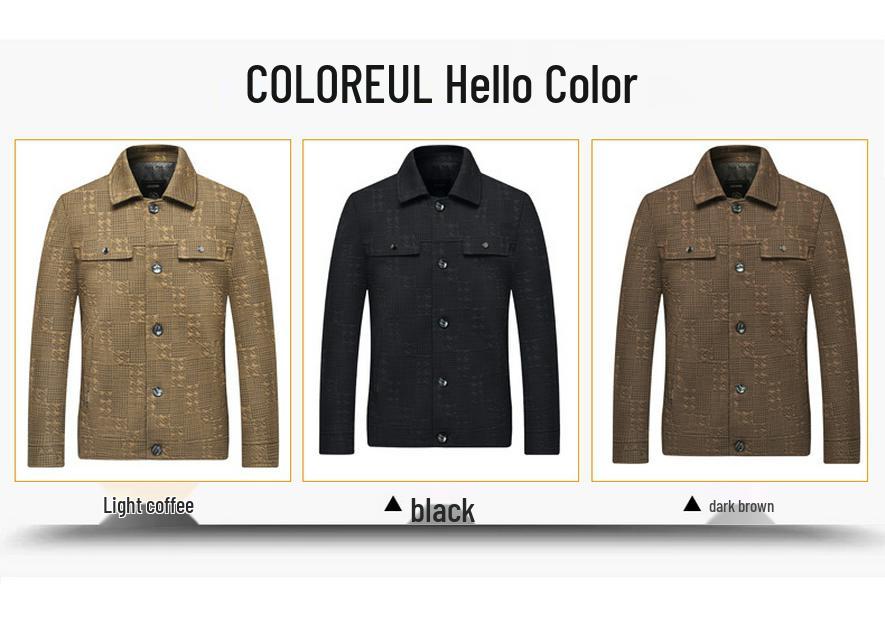 2025 Winter Solid Color Lapel Short Jacket for Men: New Business Casual Coat