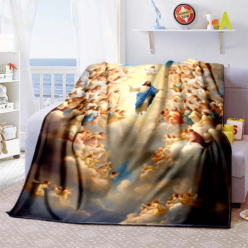 3D Blessed Virgin Mary Jesus HD Blanket,Soft Throw Blanket for Home Bedroom Bed Sofa Picnic Travel Office Rest Cover Blanket Kid