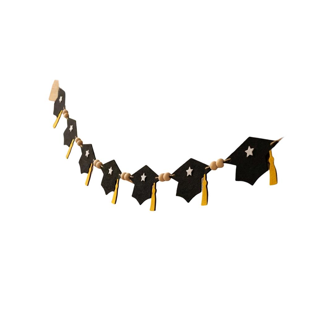 Felt Graduation Pennant Hanging Ornament With Wooden Beads For Photography Backdrops Graduation Ceremony And Celebration