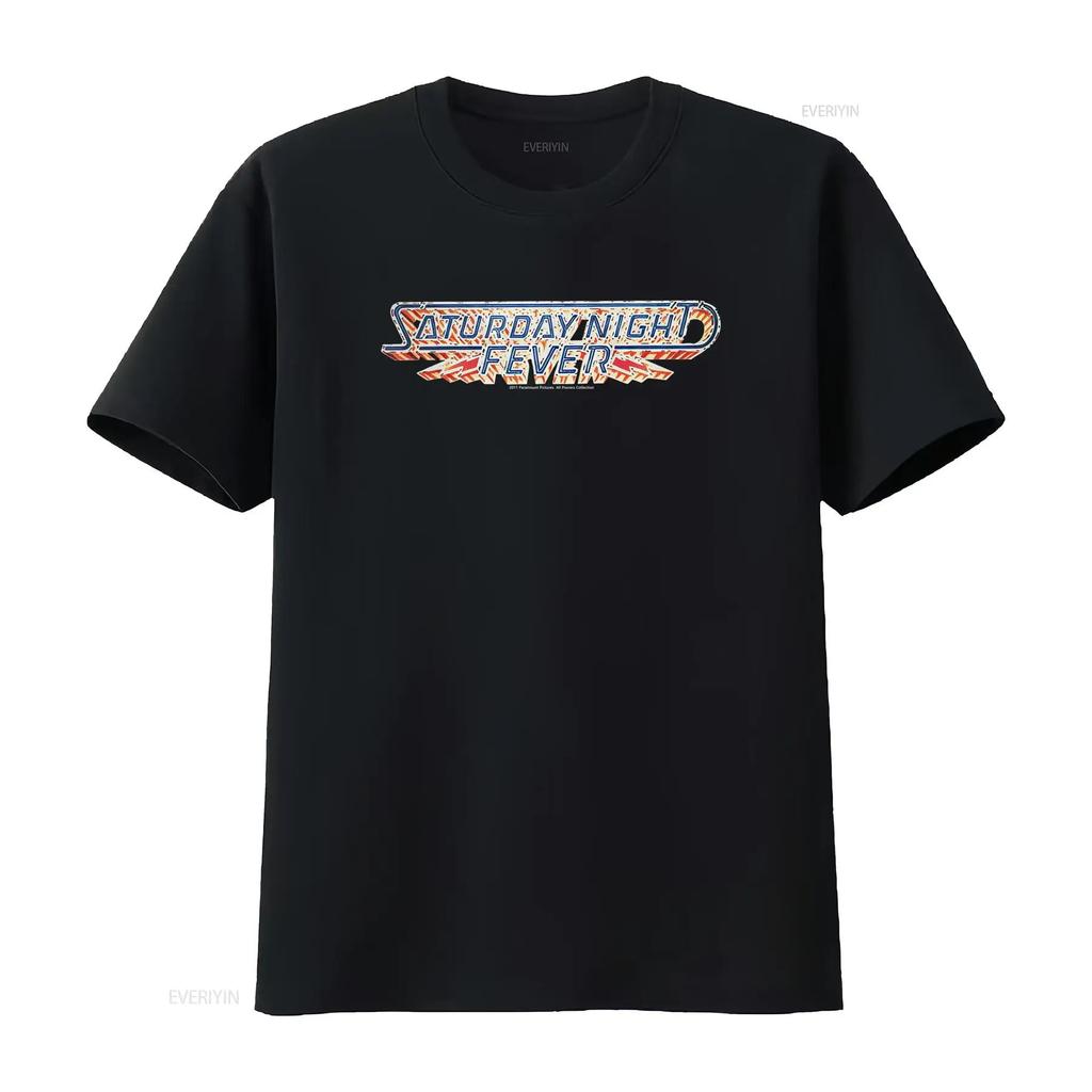 Saturday Night Fever Logo 70er Jahre Tanzfilm Inspiriertes T-Shirt Herren Lizenziert Tony Schwarz vintage gewaschen homme Designer-Kleidung