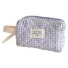 Women Plaid Cosmetic Bag Fashion Sweet Cotton Makeup Brushes Storage Bag Cute Organizer Pouch Travel Toiletry Bag Practical Bag