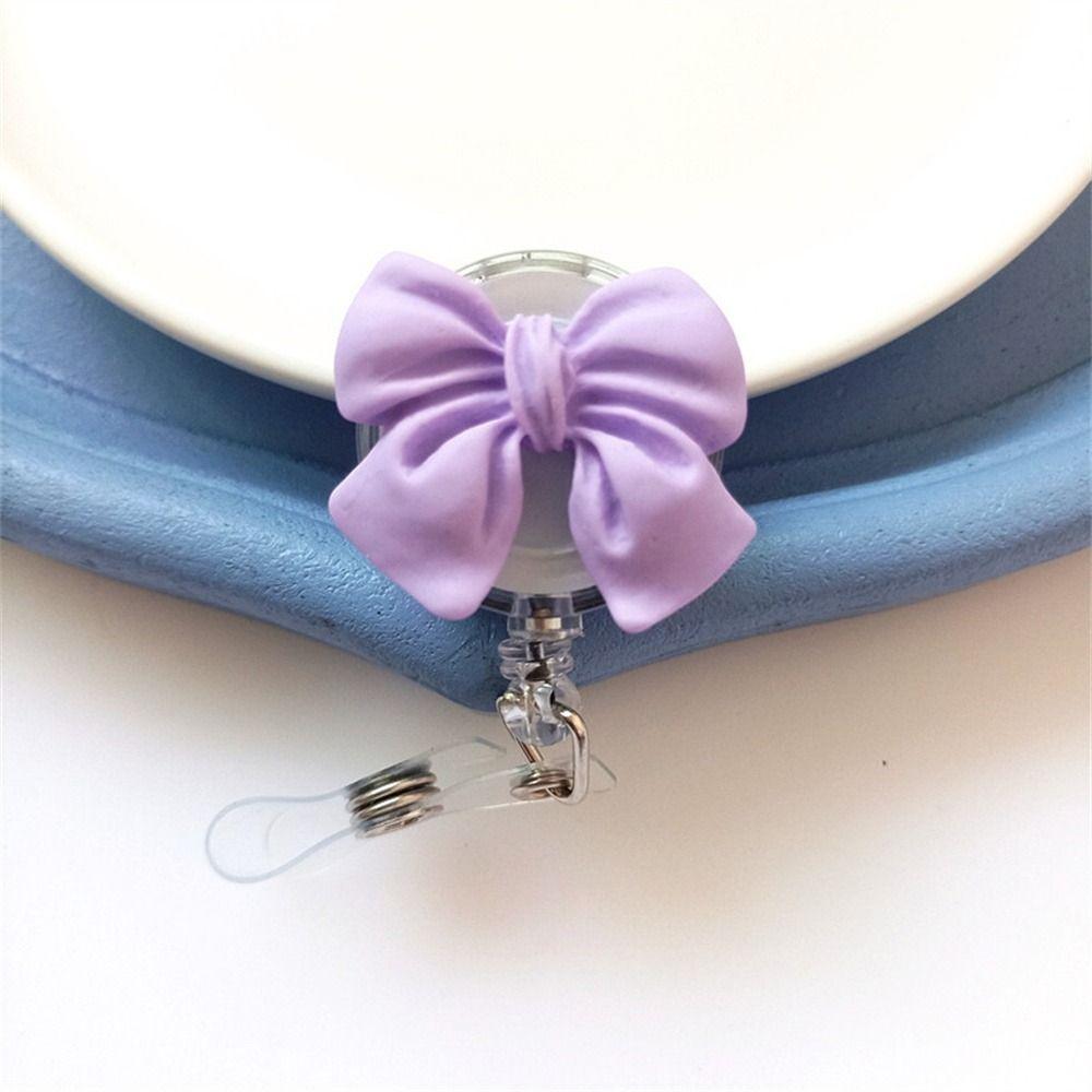 

3D Флора Медсестра Бейдж Ролик Бант Цветок Легко Выдвижная Пряжка Милый Выдвижной Держатель для Бейджа Офис Школа Purple-Bow