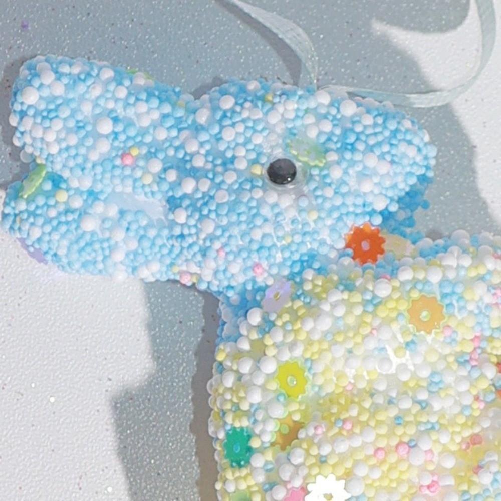 6 st Färgglada Paljett Kaninprydnader Djurform Påskkanin Dekor Kaninfigur Utomhuskrans