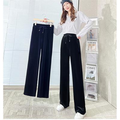 Autumn Winter Women Casual Thickening Warm Trouser Pant Loose Elastic High Waist Straight Wide Leg Long Pant Ladies Streetwear