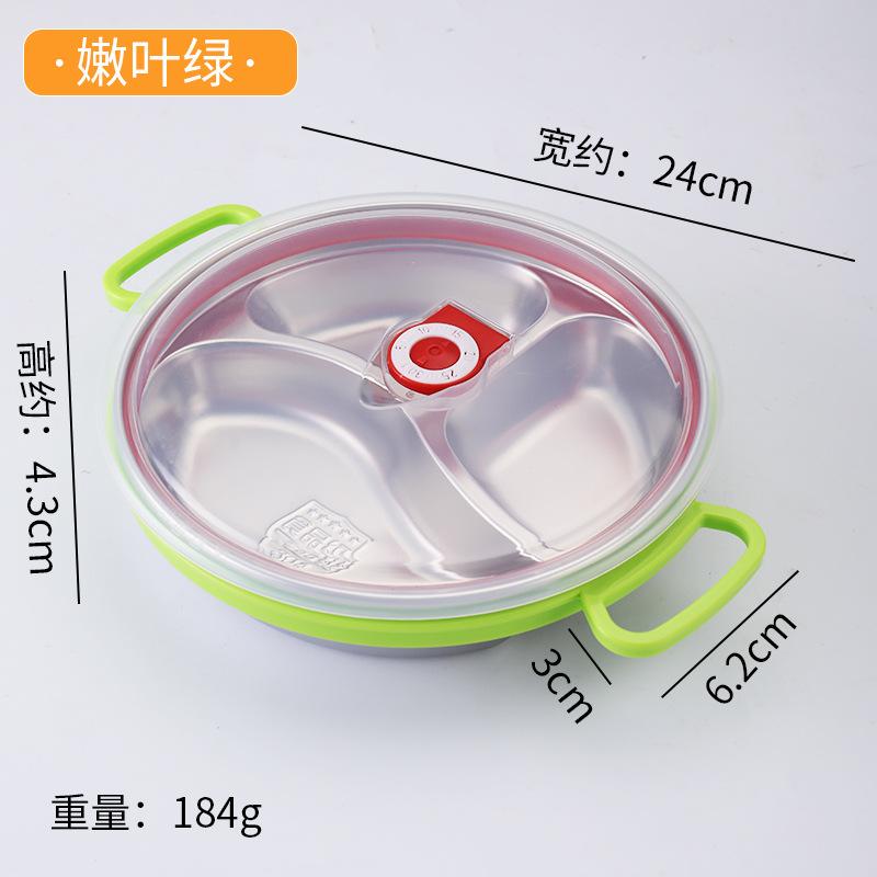 

Круглый ланч-бокс из нержавеющей стали 304, герметичный, герметичный, детский бенто-бокс, отделение для студенческой столовой, фруктовые коробки, пищевой контейнер 3&1 зелёный