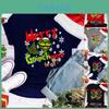 Damen Weihnachten Grinch Kurzarm T-Shirt Tops Mit Trendigem Rundhalsausschnitt Design