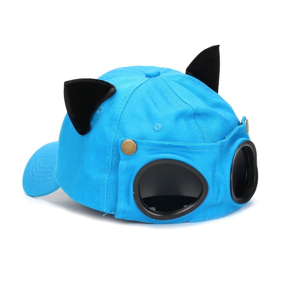 Cat Ears Sun Visor Cap Pilot Glasses Hats for Women Funny Men Baseball Hat  Cycling