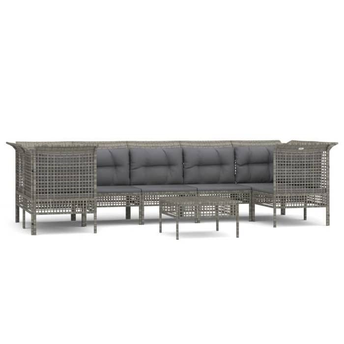 VidaXL Salon de Jardin avec Coussins 8 pcs, Ensemble de Meubles de Terrasse, Mobilier d'Extérieur, Canapé de Patio, Moderne, 3187565