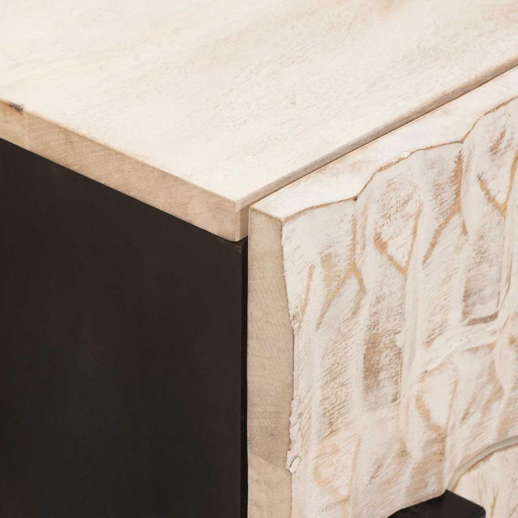 White Nightstand with Drawers 50 x 33 x 60 cm Solid Mango Wood
