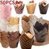50 STUKS Tulp Taart Papieren Cup Dessert Muffin Cup Vlam Cups Wegwerp Bakken Hoge Temperatuur Bestendig Taart Oliebestendig Papieren Schaal