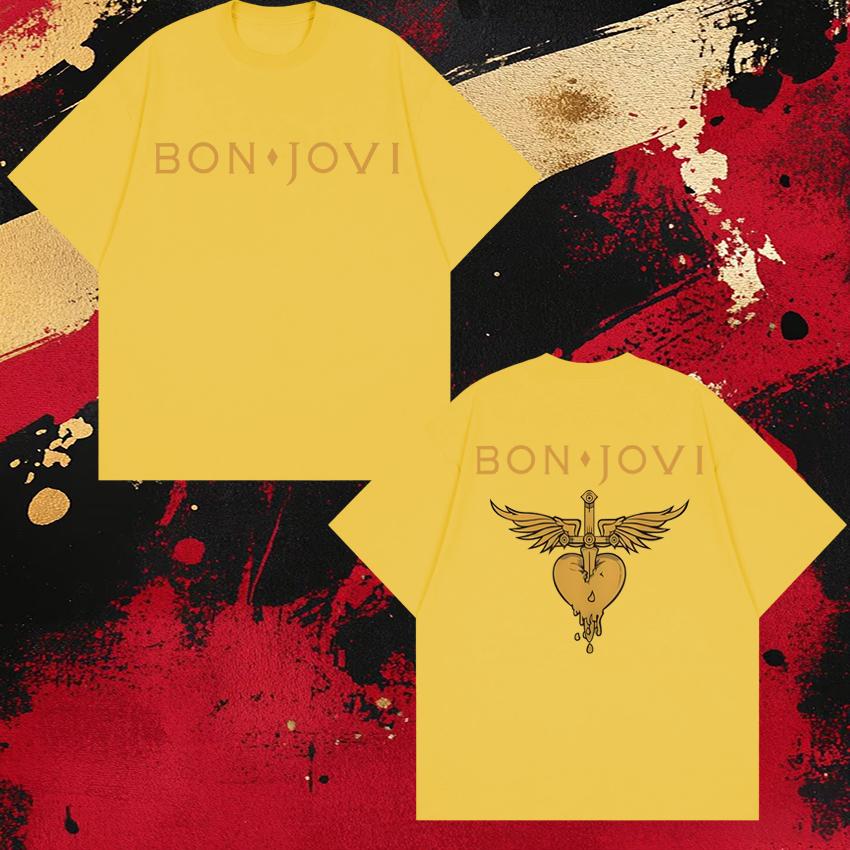 New In Bon Jovi Tour 2026 Album Forever Poster Print T Shirt Unisex Oversized Cotton Black Short Sleeve Tshirts Unisex WOMEN Tops