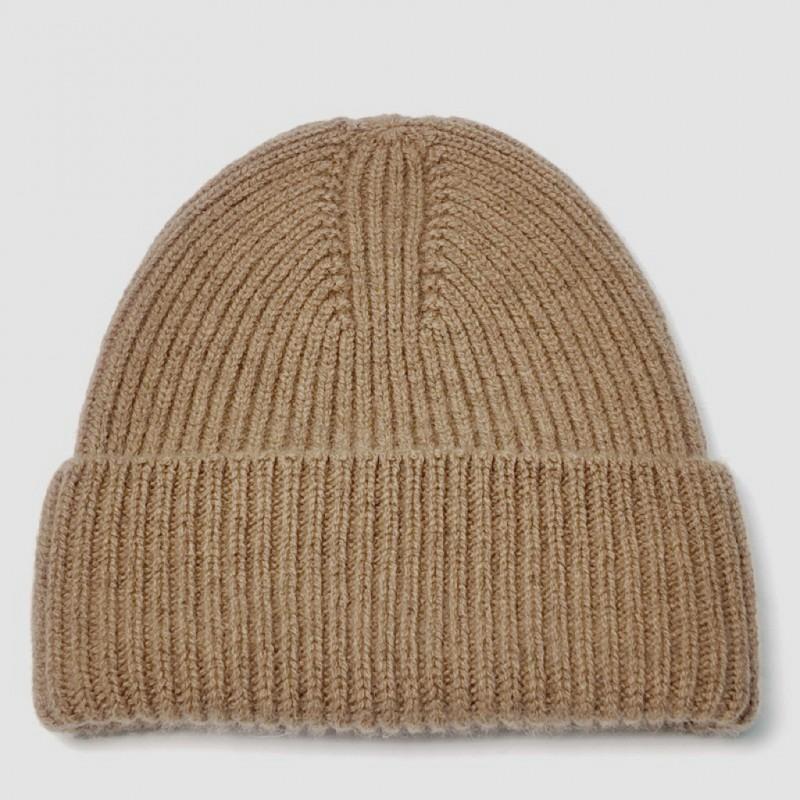 100% Wool Knit Beanie Hat Women Men Warm Ear Protection Winter Cap One-Piece Seamless Solid Color