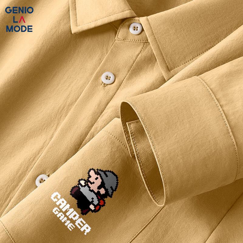 GENIOLAMODE Men s Ice Silk Casual Long-Sleeve Shirt XL