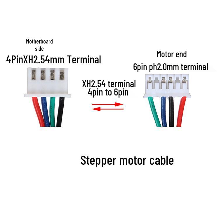 Krokový motor pro 3D tiskárnu, 2m kabel, 4-pinový na 6-pinový konektor XH2.54
