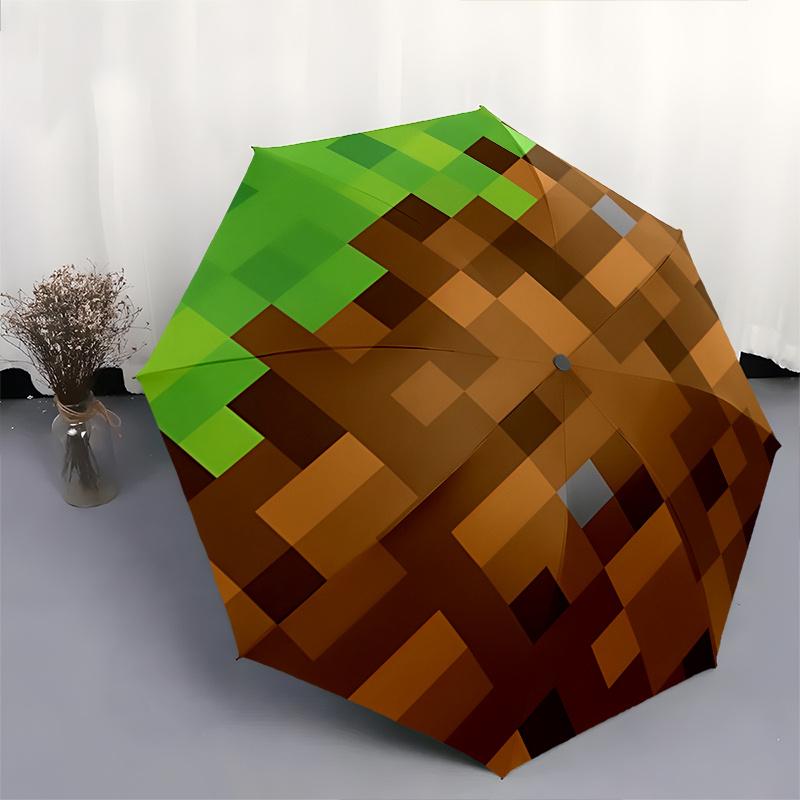 Pixelated, Blocky Automatic Opening and Closing Umbrella, Compact Travel Umbrella, Lightweight and Portable, Suitable for Beach Commuting Bu