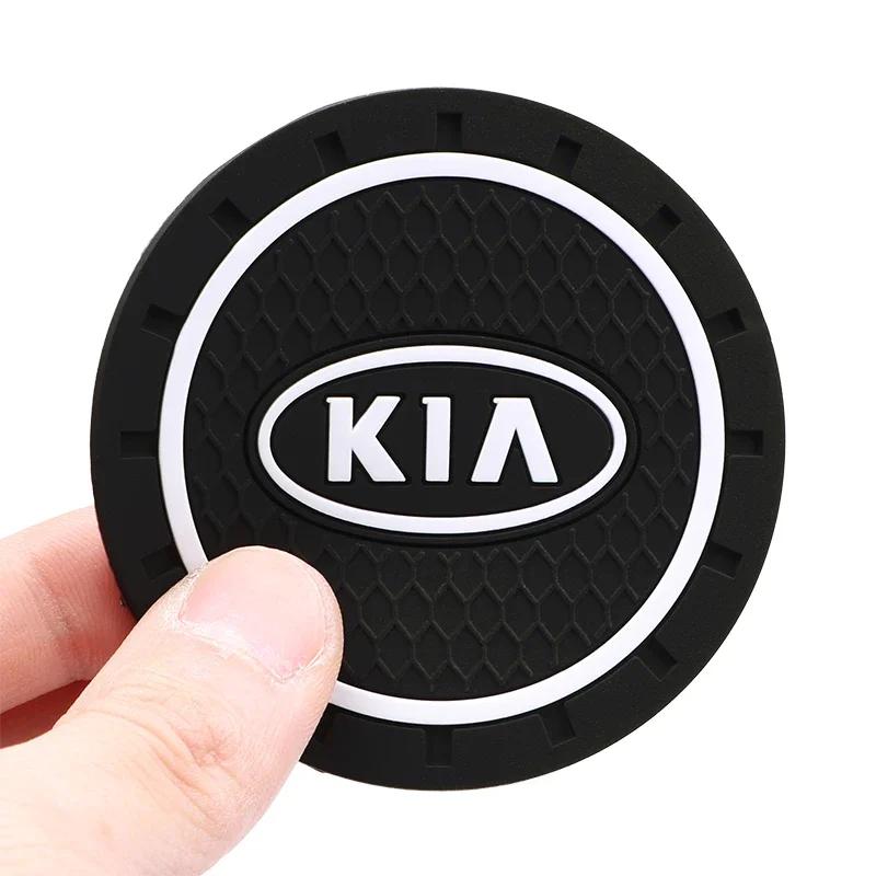 2Pcs Car Anti-Slip Silicone Coaster Water Cup Pads For KIA KX7 RIO Sportage Sorento K5 Optima Oprius Forte Soul Ceed Accessories