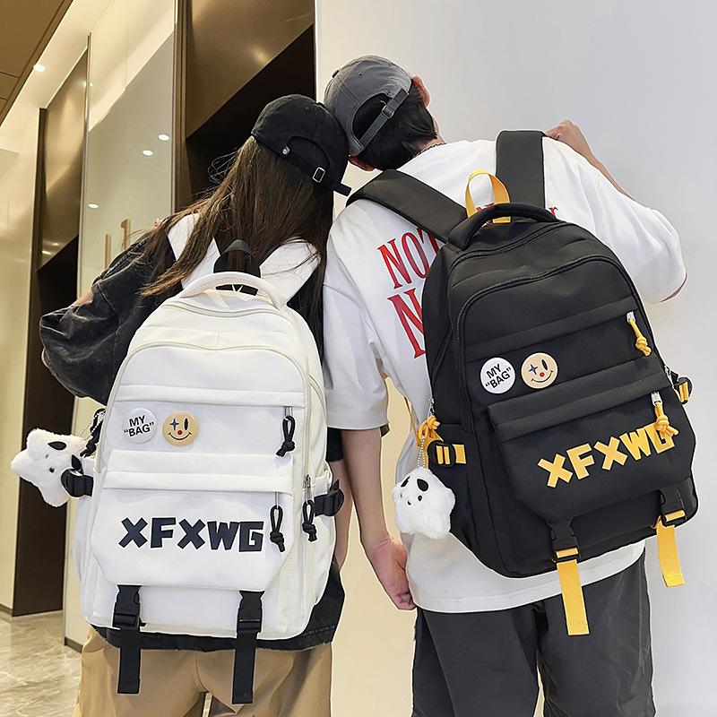 

Student Letter Schoolbag Women s Lightweight Backpack Men Campus Large Capacity Backpack білий