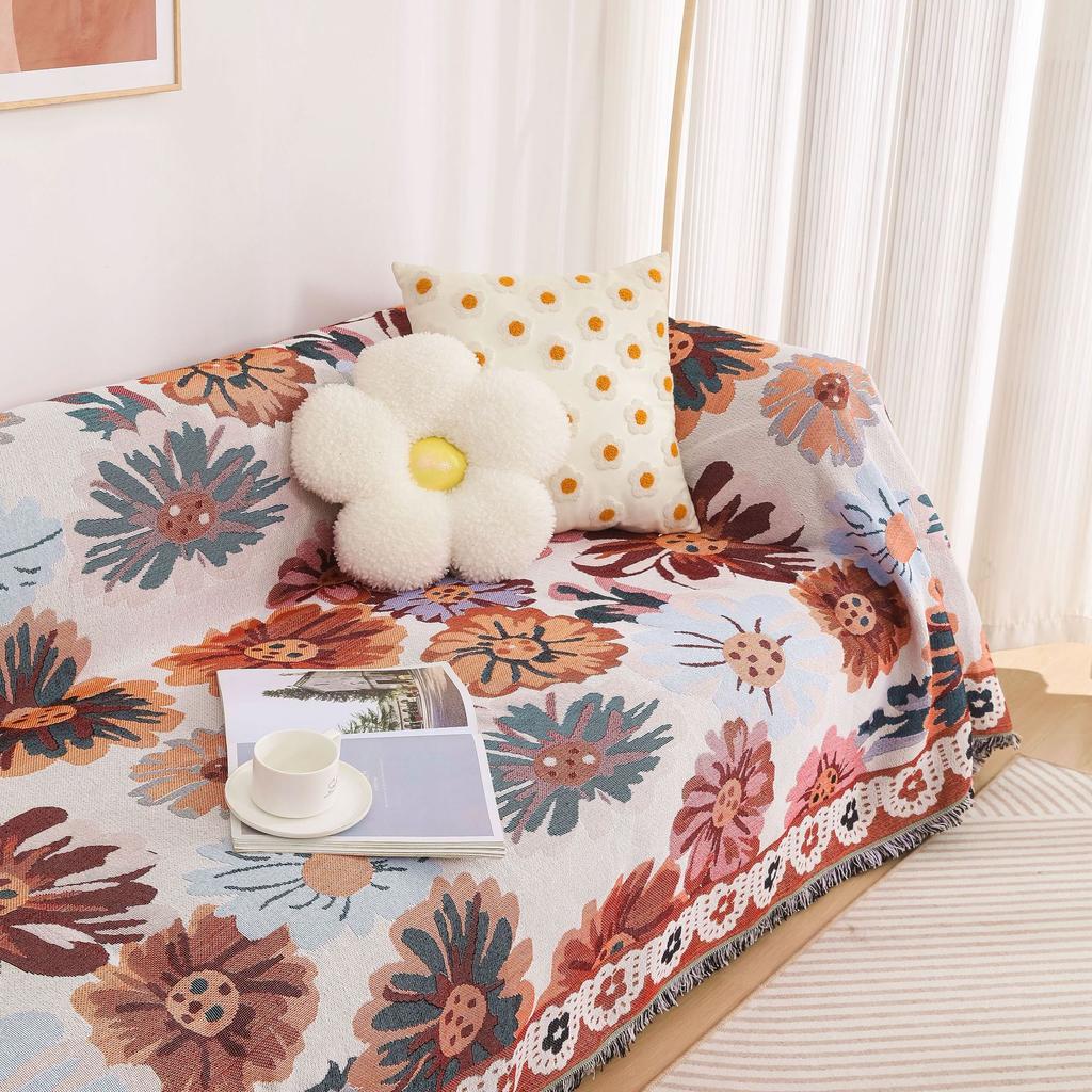 Korean Throw Blanket Sofa Sunflower Kawaii Sofa Cover For Bed Living Room Tapestry Carpet Sofa Blanket Knitting Cover Bedspread