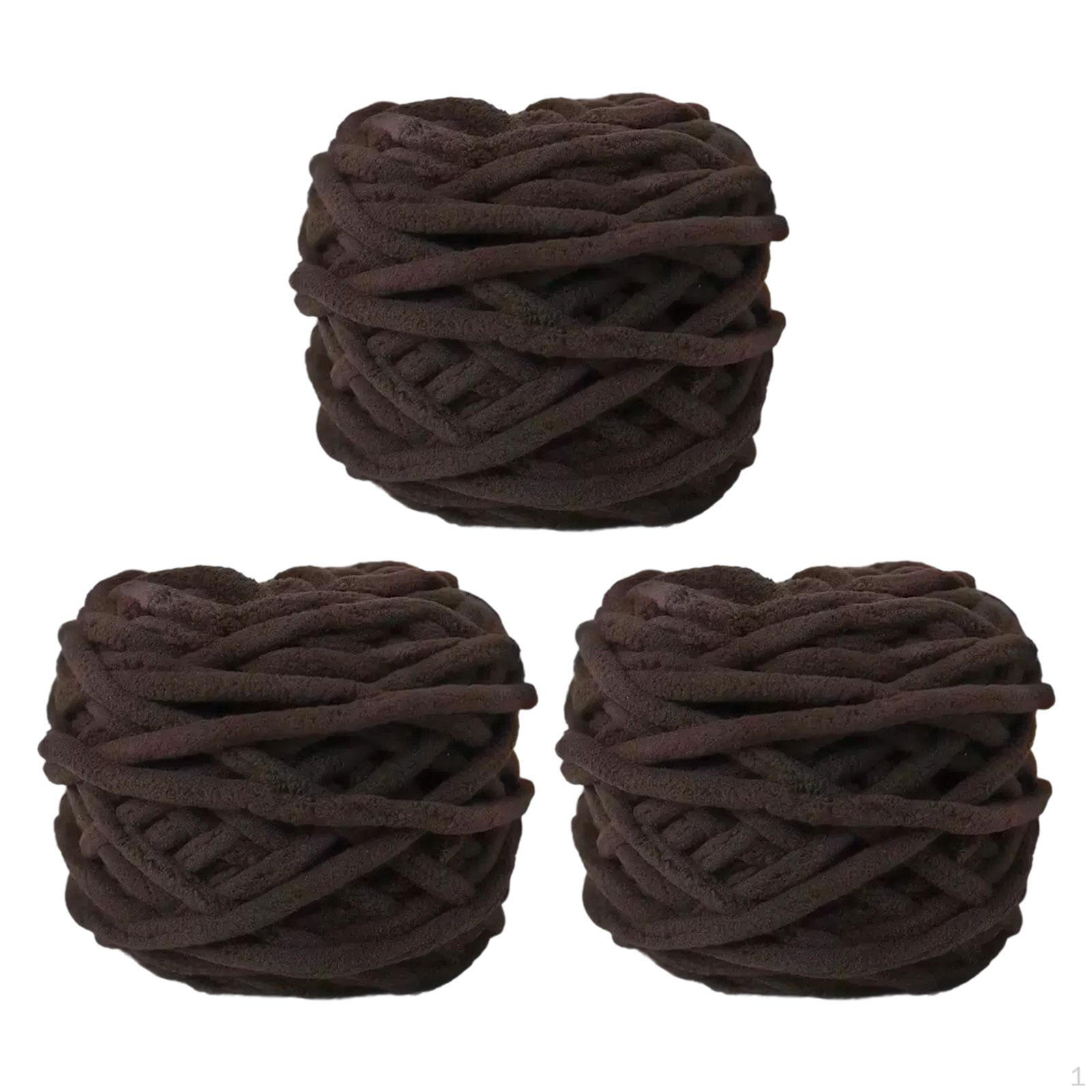 

3 мотки товстої шенилової пряжі, об ємна пряжа товщиною 7 мм для в язання рукавичок, в язання гачком шапок та кавовий