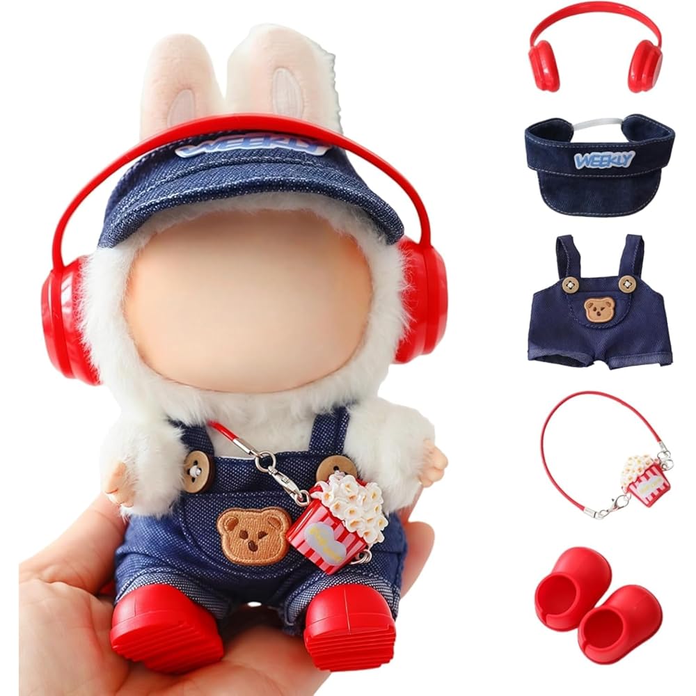 Ruokey Doll Clothes 15cm/17cm Plush Costume Outfit Set for Labubu Plush Toys Accessories