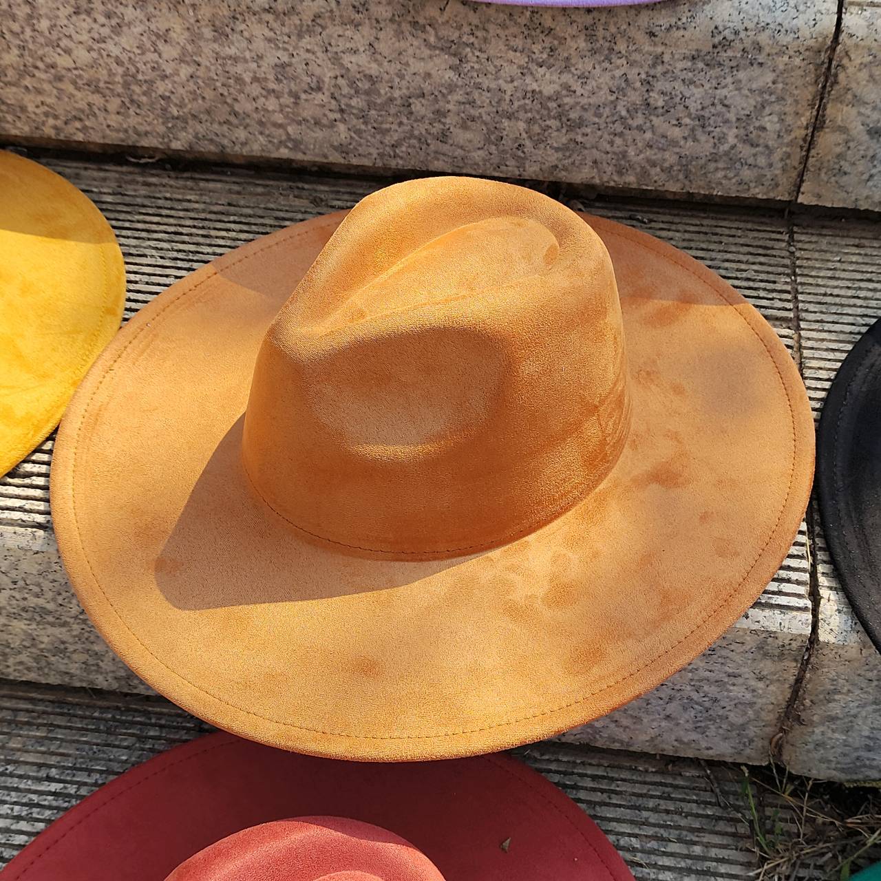 

Colorful Suede 9.5cm Wide brimmed Women s Hat Men s Church Jazz Hat Fedoras Cowboy Hat Panama Hat M56-58CM