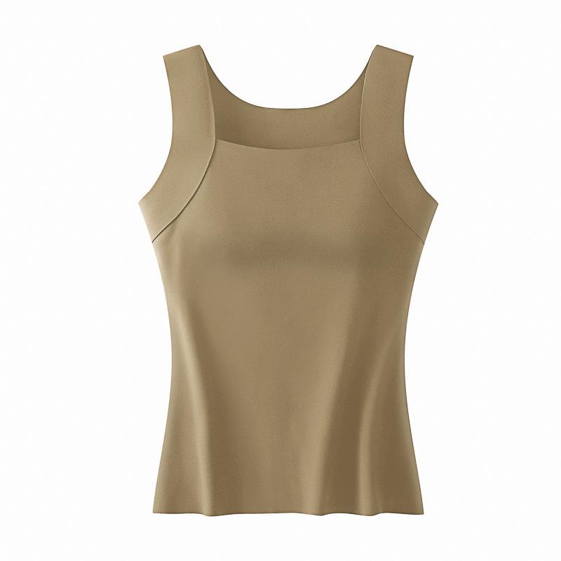Square Neck Thermal Tank Top With Built In Bra