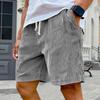 Mens Corduroy Casual Shorts with Elastic Waistband Drawstring Adjustable Fit Relaxed Summer Lightweight Shorts for Daily Wear
