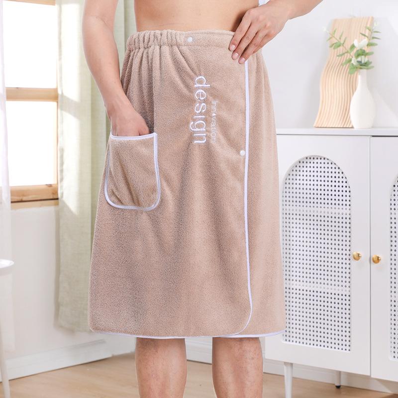 Toalla de baño para hombre, toalla envolvente de baño absorbente de secado rápido con hebilla segura y bolsillo para gimnasio, Spa, Sauna y ducha